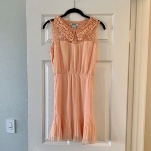 NWT Pinky peach pleated Peter Pan collar garden party dress Small S